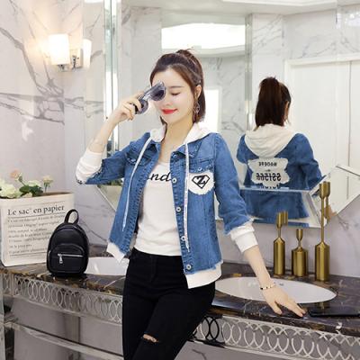 ÁO KHOÁC JEAN CÓ NÓN PHỐI TRẮNG IN HÌNH - NK300